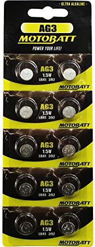 MotoBatt 10 még az ag3 LR41 SR41 392 192 384 CX41 L736 RW87 Nézni Akkumulátorok USA Hajó Lakossági Kártyák