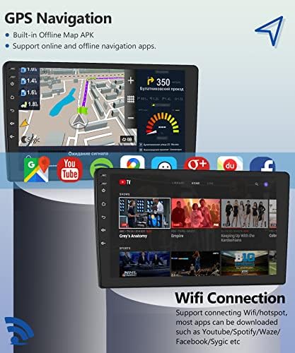 Android Dupla Din autórádió-GPS Navigációs 9 hüvelykes érintőképernyő, Autó Hifi, Bluetooth, WiFi, FM Rádió Tükör Link + Biztonsági Kamera
