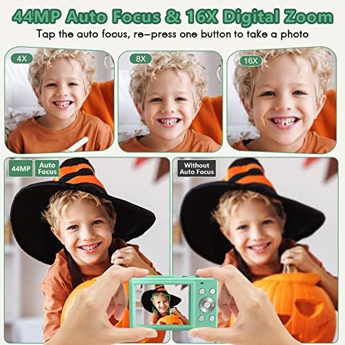 Digitális Fényképezőgép, Nsoela FHD 1080P 44MP Gyerekek Kamera 32 gb-os Kártya, Kompakt Pont Lőni Kamera, 16X Digitális Zoom