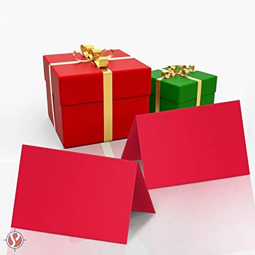 A7 Piros Fél Fold Üres Üdvözlőlapok – Nagy Ünnep, Karácsony, Új Év Kártyák | 5 x 7 (Hajtogatott) | 50 Lapok csomagonként