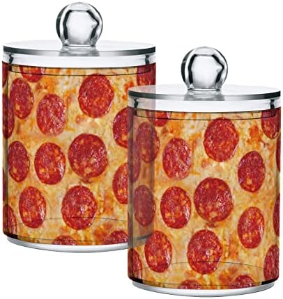 HJJKLLP 2 Csomag Pizza Pepperoni, Átlátszó Műanyag Patikus Jar Meghatározott Vatta, Pamut, Pad, Fogselyem, Qtip Jogosultja