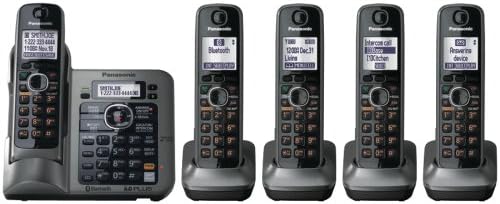 Panasonic KX-TG7645M DECT 6.0 Link-hogy-Sejt Bluetooth Vezeték nélküli Telefon, Üzenetrögzítő, Fémes Szürke, 5 Készülékek