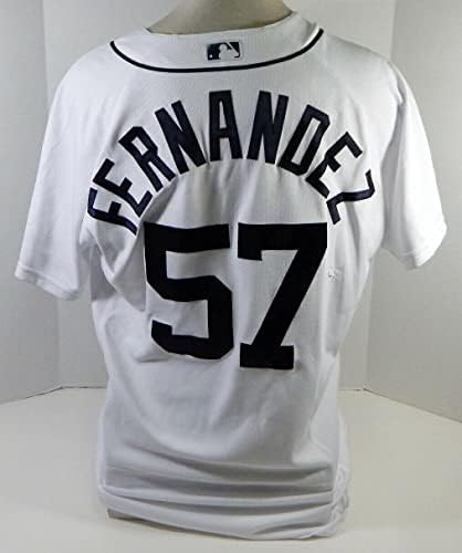 2019 Detroit Tigers José Manuel Fernandez 57 Játék Használt Fehér Jersey 46 DP20669 - Játék Használt MLB Mezek