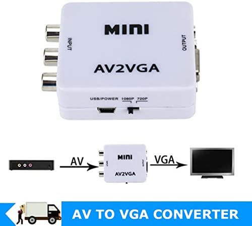Mini VGA Video Converter, Kompozit AV-VGA Adapter, TV-SetTop Box Audio Video Converter (Fehér)