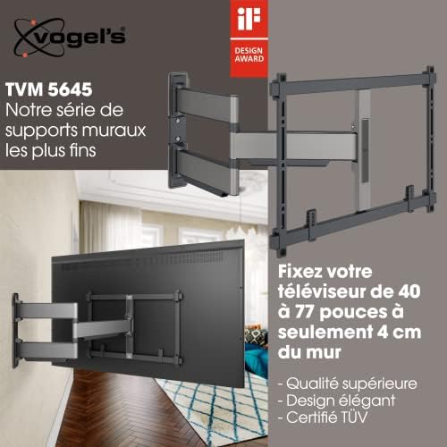 Vogel TVM 5645 teljes-motion ultra-vékony TV fali konzol 40-77-es Tv-készülékekhez Max. 99 kg, Forgatható akár 180° - os,