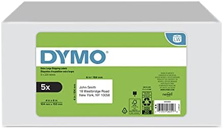 DYMO Hiteles LW Extra méretű a Szállítási Címkék a LabelWriter Címke Nyomtatók, Fehér, 4 x 6, 5 Tekercs 220 (1100 Összesen)