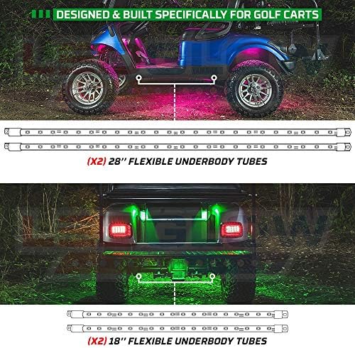 LEDGlow 12pc Millió Színű LED 4-Üléses golfkocsi Underglow Akcentussal Neon Világítás Készlet, Lombkorona, Kerék & Belső