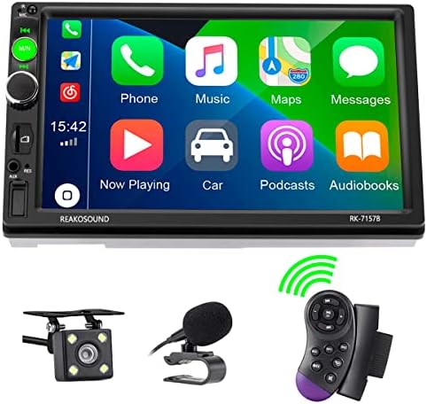 Dupla Din autórádió Kompatibilis Apple Carplay, Android Auto,7 Hüvelykes érintőképernyő Autó Rádió Biztonsági Kamera Támogatás Tükör Link,Bluetooth