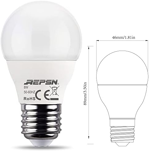 REPSN A15 LED Izzó 8W Egyenértékű 60W,Készülék Hűtő Izzók,6000K Nappal Fehér,120V, UL, Mennyezeti Ventilátor, Izzók,Nem Szabályozható,Csomag
