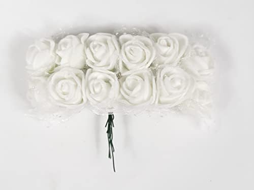 CalCastle Kézműves 144 pc Mini Hab Virágok Műanyag Huzal Kötődik Dekoráció Asztaldíszek az Esküvőre, Bulira