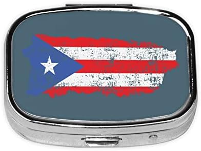 Évjárat Puerto Ricó-I Zászló Tér Mini Tabletta Doboz Utazási Gyógyszer Rekeszek Szervező Hordozható Fém Tabletta Esetében