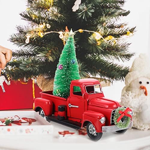 PRETYZOOM Mesterséges Fák Fém Régi Mini Többszintű Modellek Karácsonyi Dekoráció Kis Felső Asztal Dísze, Autó Piros Klasszikus Játék,