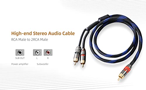 Diaianyfi Audiofil RCA 2RCA Mélynyomó Kábel,1 RCA Férfi 2 nő Audio RCA Kábel RCA-Y-Adapter,Oxigén Mentes Réz,Fonott Nylon Kabát