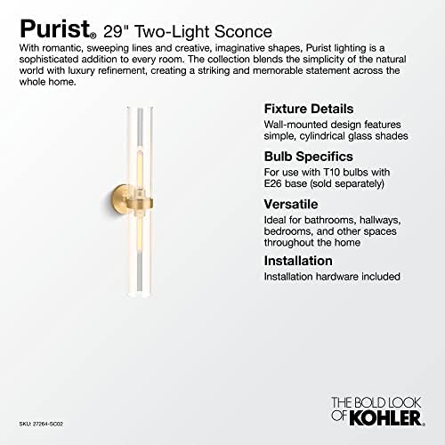 Kohler 27264-SC02-TTL Purista 29-1/2. Két-Fény Gyertyatartó, Titán