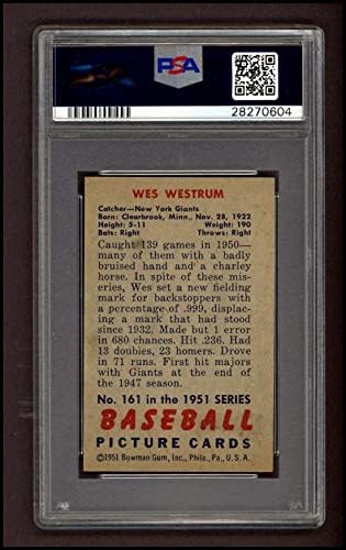 1951 Bowman 161 Wes Westrum New York Giants (Baseball Kártya) PSA a PSA 7.00 Óriások