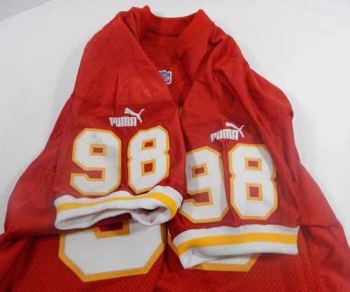 1999-ben a Kansas City Chiefs 98 Játék Kiadott Piros Mez 46 DP32753 - Aláíratlan NFL Játék Használt Mezek
