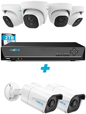 Reolink 4K PoE Biztonsági Kamera Rendszer, Csomag, 6db 8 MEGAPIXELES Fő/Jármű Észlelése Smart PoE IP Kamera, egy 8CH NVR Előre Telepített
