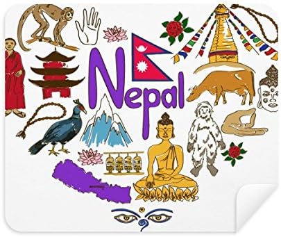 Nepál Szerelmes Szív Landscap Nemzeti Zászló tisztítókendővel Képernyő Tisztító 2db Velúr Szövet