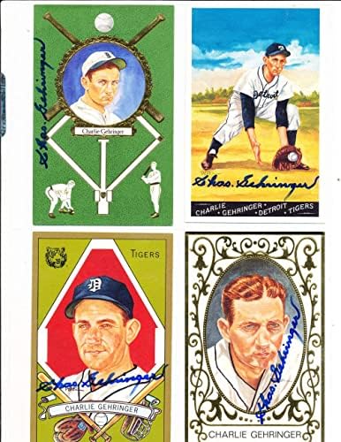 4 charlie Gehringer aláírt Mester Működik, 4 lapot szövetség bxs 9.22 - Baseball Asztalon Dedikált Kártyák