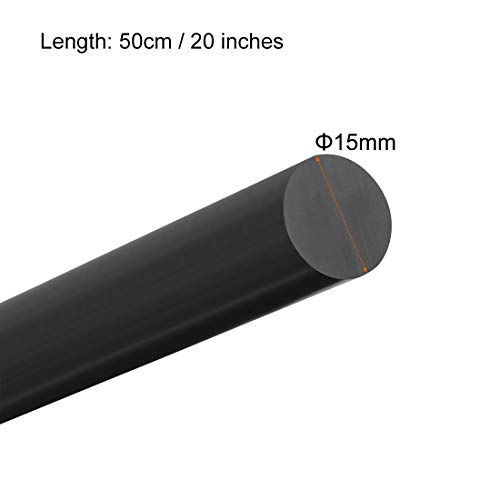 uxcell 2db Műanyag Kerek Rod 5/8 hüvelyk Dia 20 hüvelyk Hosszúságú Fekete (POM) Polyoxymethylene Rudak Műszaki Műanyag Kerek Rács(15mm)