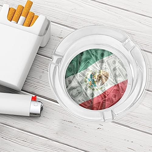 Mexikói Zászlót amerikai Dollár Modern Kerek Üveg hamutartó Hordozható Dekoratív Szivar, Cigaretta Hamutartó tartó Otthoni Iroda