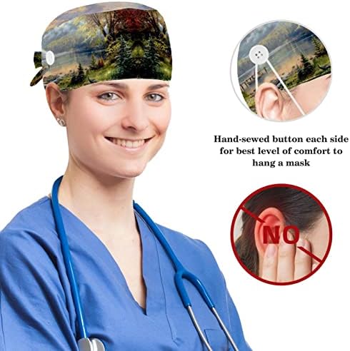 Orvosi Caps Állítható Dolgozó Kap Gombokkal, Íj Haj Hajgumi Kanadai Smaragd Tó