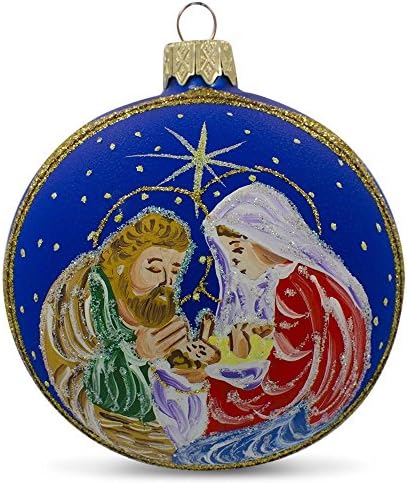 Mária Megcsodálta a kis Jézus Üveg Labdát Karácsonyi Dísz 3.25 Cm