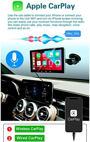 Polarlander 7 Hüvelykes Érintőképernyős Monitor Vezeték nélküli Apple Carplayer, Android Auto Két Beépített Hangszórók, Autó Hifi, Multimédia