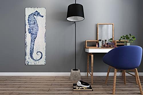 RFDEPOT MŰVÉSZETI Tengerparti Vászon Wall Art Texturált Modern Csikóhal Festmények Kék-Fehér Színű, Modern Tengeri Képek Nappali, Hálószoba,