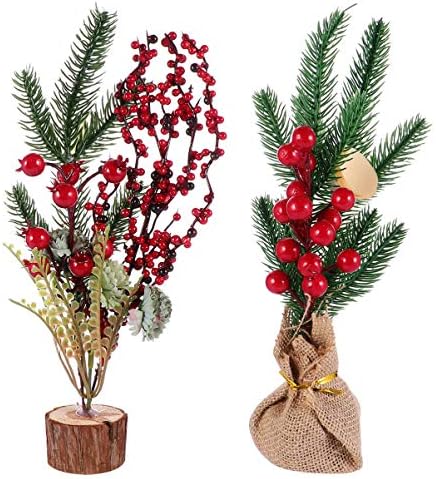 HANABASS Fa Ünnep Mini Center Fák Dekoratív Szizál Piros Dekor Frost Miniatűr, illetve Dísztárgyak, Karácsonyi Asztali Mesterséges