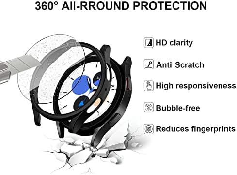 【2+2Pack】képernyővédő fólia Galaxy Óra 5/Galaxy Óra 4 Esetben 44mm,Anti-Köd Edzett Üveg Védő Fólia, Nehéz PC-Fedezze Lökhárító Samsung Óra 5/Watch