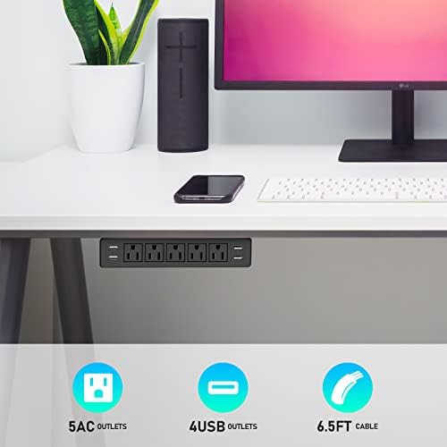 Fekete Asztal Alatt Hatalom Szalag, Öntapadós Fali elosztó USB,Asztali konnektorból, Cserélhető Hegy Multi-Üzletek, 4 USB Port,