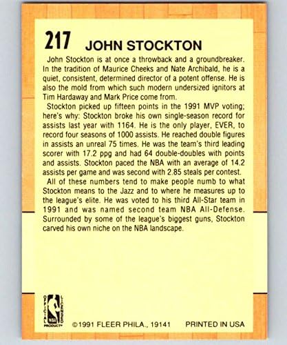 1991-92 Fleer Kosárlabda 217 John Stockton Utah Jazz-t, MINT Hivatalos NBA Kereskedelmi Kártyát Fleer/cellába zárnak