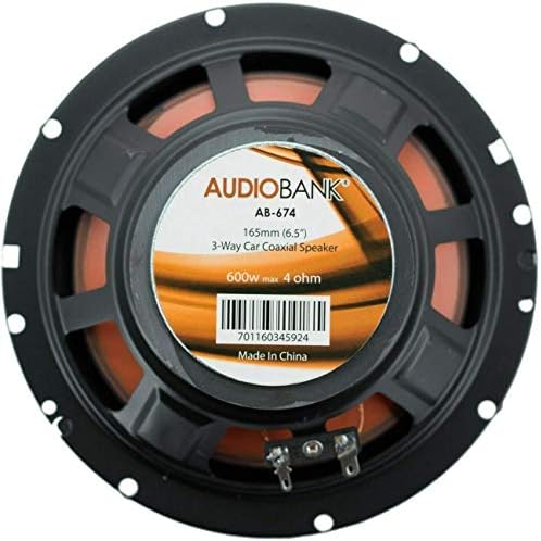 2 Pár Audiobank 6.5 600 Watt csúcsteljesítmény, 3-utas Narancssárga Autó Sztereó Audio Koaxiális Hangszóró - AB674 a 88dB