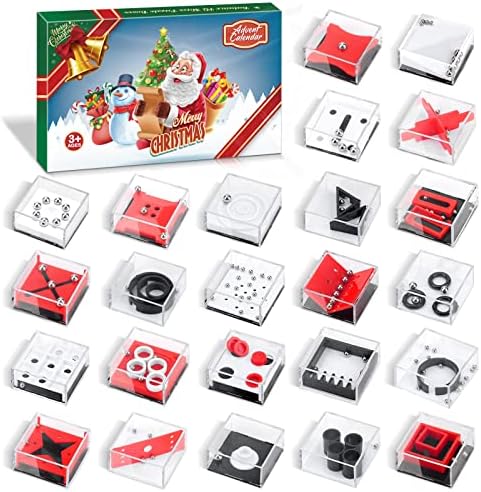 Adventi Naptár 2022, Karácsonyi Visszaszámlálás Naptár 24Pcs Egyensúly IQ Labirintus Játék Mini Fidget Puzzle Box Gyerekeknek Karácsonyi