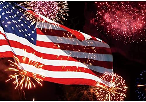 Laeacco 5x3ft Amerikai Zászló Hátteret, USA július 4. Függetlenség Napja Ünnep, Tűzijáték, Fotózás Háttér Szabadtéri Éjszakai Táj Hátteret