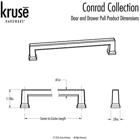 Kruse Hardver 30468 - (Egyetlen) Conrad Ajtó, Fiók Pull - 8in Center-hogy-Center, Pezsgő Bronz