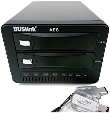 BUSlink CipherShield 2-Bay RAID 1 Tükör USB 3.0/eSATA FIPS 140-2 512 bites AES Hardveres Titkosított Külső Asztali SSD Meghajtó