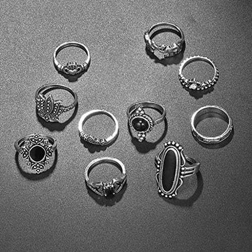Női Gyűrű Női Gyűrű Divat 11pcs/Szett Kék Bohém Eljegyzési Gyűrűk Nők Vintage Ezüst Rakható jegygyűrű Ékszer Ajándék