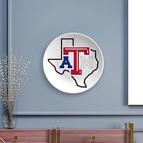 Texas ATM Térkép porcelán Díszítő Tányér, Kerámia lapok Kézműves Display Állvány Home Office Fali Dekoráció