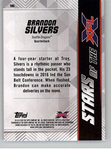 2020 Topps XFL Csillagok az XFL 16 Brandon Ezüst Seattle Sárkányok Hivatalos Labdarúgó-Trading Card