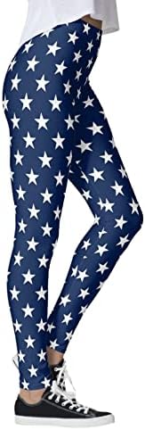 Amerikai Zászló Leggings Kényelmes Stars and Stripes Nyomtatott Harisnya Nadrág Puha Ecsettel Atlétikai Edzés Fenék Felemelése Jóga