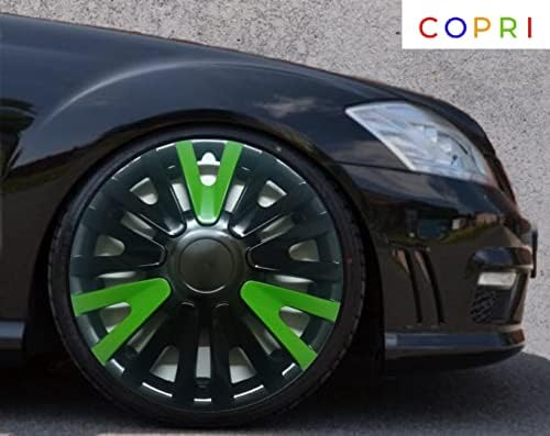 Copri Készlet 4 Kerék Fedezze 13 Colos Fekete-Zöld Dísztárcsa Snap-On Illik Mazda