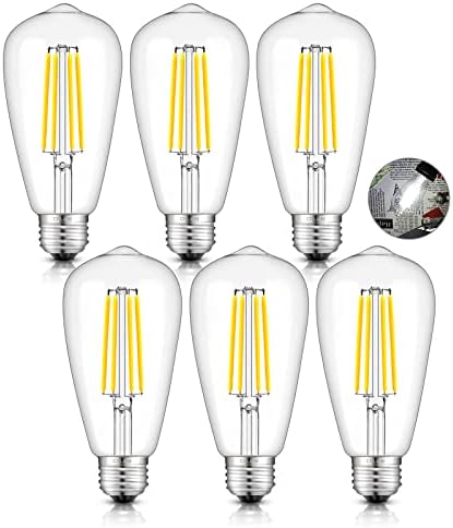 CRLight 5000K 6W, Szabályozható Edison LED Izzó Napfény Fehér Fény, 70W Egyenértékű 700 Lumen E26 Közepes Bázis, Vintage Stílusú ST64 Átlátszó