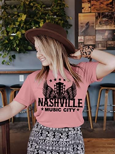 Binshre Női Nashville Tshirt Tennessee Ország Koncert Grafikus Póló Gitár Szárnyak Rock and Roll póló Női