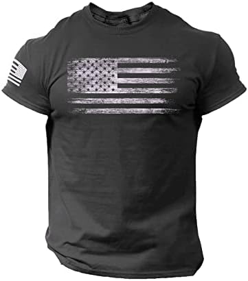 Ingek Férfiak július 4 Férfi Grafikus pólók Amerikai USA Zászló Nyomtatott Rövid Ujjú Póló, Sportos Felsők
