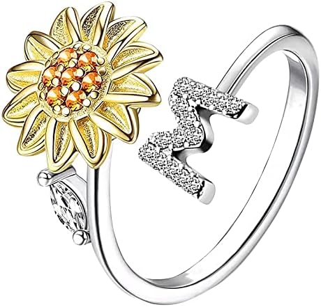 Eljegyzési Gyűrűk, a Nők 26 Levelet Napraforgó Forgatható Esküvői Gyűrű Női Divat, Ékszerek, Kiegészítők Felesége Szorongás Gyűrű