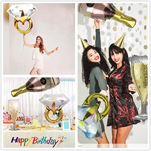 Happyay Pezsgős Üveg Lufikkal, Pezsgős Üveg Lufi, Arany Gyémánt Gyűrű a Születésnapi Lufi lánybúcsú Búcsúztató szilveszteri Fesztivál
