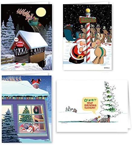 Dobozos Készlet 36 Vicces Karácsonyi Kártya Variety Pack - Végső Dobozos Csomag Kártyát & Borítékok - 18 Különböző Humoros Minták