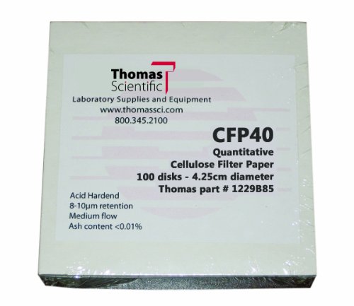 Thomas CFP40-125 Cellulóz Mennyiségi Szűrő, Papír, 12,5 cm Átmérőjű, 8-10 Mikron, Közepes Áramlás Fokozatú CFP40 (Csomag 100)